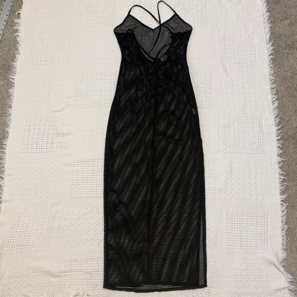 LA Hearts XS mesh sheer back tie side split midi maxi cover up dress SW2 3007 - Picture 7 of 11
